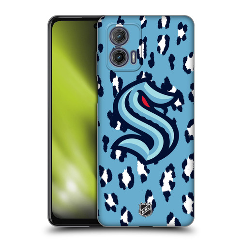 NHL Seattle Kraken Leopard Patten Soft Gel Case for Motorola Moto G73 5G