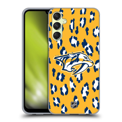 NHL Nashville Predators Leopard Patten Soft Gel Case for Samsung Galaxy A24 4G / Galaxy M34 5G