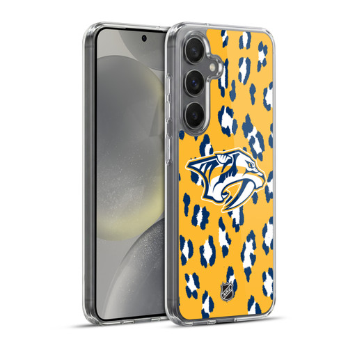NHL Nashville Predators Leopard Pattern Soft Gel Case for Samsung Galaxy S24+ 5G & MagSafe