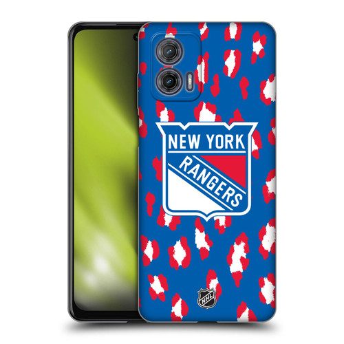 NHL New York Rangers Leopard Patten Soft Gel Case for Motorola Moto G73 5G