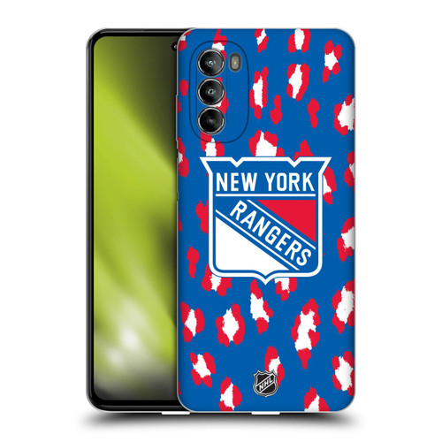 NHL New York Rangers Leopard Patten Soft Gel Case for Motorola Moto G82 5G