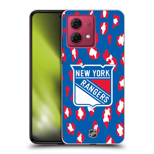 NHL New York Rangers Leopard Patten Soft Gel Case for Motorola Moto G84 5G