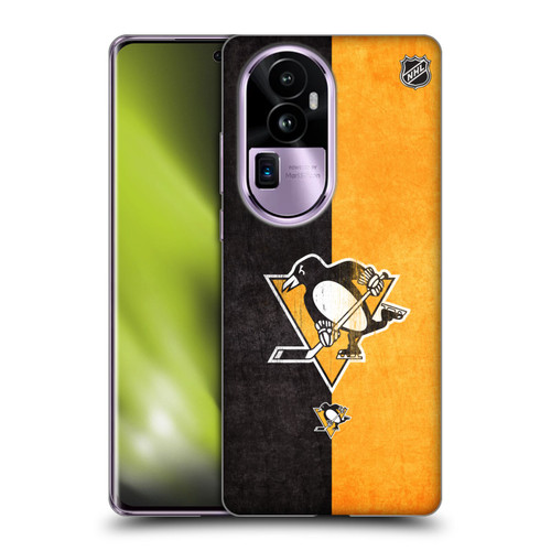 NHL Pittsburgh Penguins Half Distressed Soft Gel Case for OPPO Reno10 Pro+