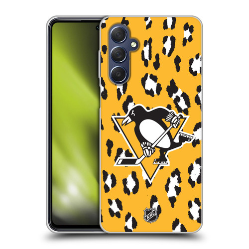 NHL Pittsburgh Penguins Leopard Pattern Soft Gel Case for Samsung Galaxy M54 5G