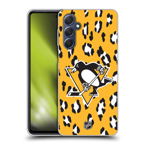 NHL Pittsburgh Penguins Leopard Patten Soft Gel Case for Samsung Galaxy M54 5G