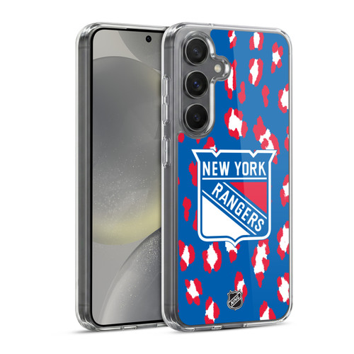 NHL New York Rangers Leopard Pattern Soft Gel Case for Samsung Galaxy S24 5G & MagSafe