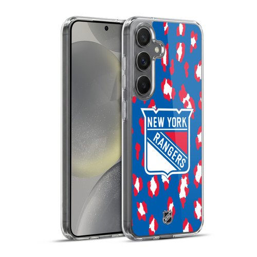 NHL New York Rangers Leopard Pattern Soft Gel Case for Samsung Galaxy S24+ 5G & MagSafe