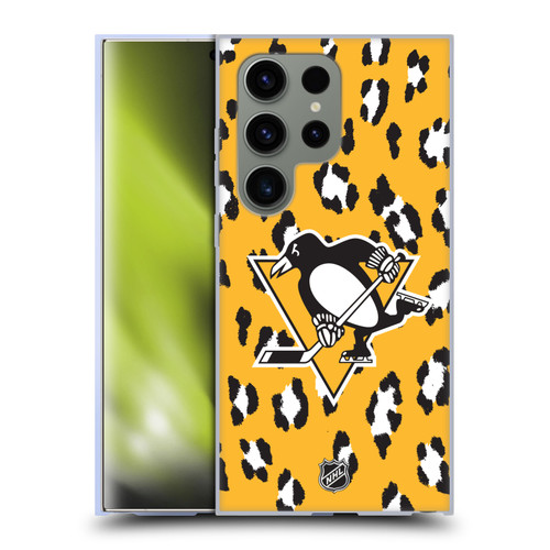 NHL Pittsburgh Penguins Leopard Pattern Soft Gel Case for Samsung Galaxy S24 Ultra 5G