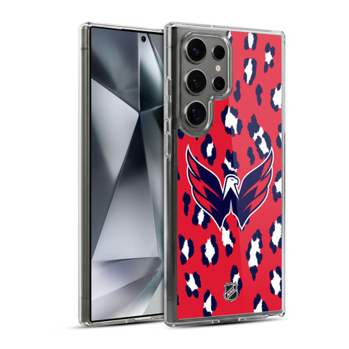 NHL Washington Capitals Leopard Pattern Soft Gel Case for Samsung Galaxy S24 Ultra 5G