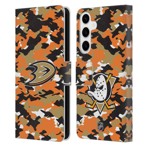 NHL Anaheim Ducks Camouflage Leather Book Wallet Case Cover For Samsung Galaxy S24+ 5G