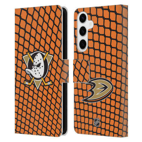 NHL Anaheim Ducks Net Pattern Leather Book Wallet Case Cover For Samsung Galaxy S24+ 5G NHL Anaheim Ducks Net Pattern Leather Book Wallet Case Cover For Samsung Galaxy S24+ 5G