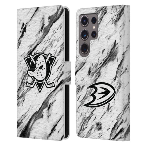 NHL Anaheim Ducks Marble Leather Book Wallet Case Cover For Samsung Galaxy S24 Ultra 5G