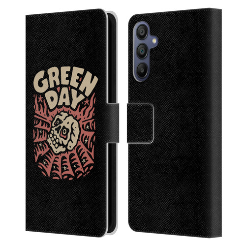 Green Day Graphics Skull Spider Leather Book Wallet Case Cover For Samsung Galaxy A15