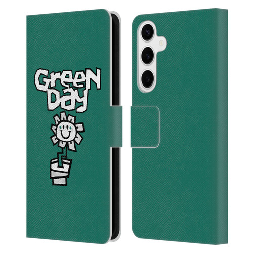 Green Day Graphics Flower Leather Book Wallet Case Cover For Samsung Galaxy S24+ 5G