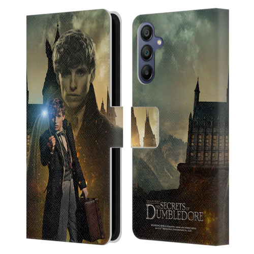 Fantastic Beasts: Secrets of Dumbledore Character Art Newt Scamander Leather Book Wallet Case Cover For Samsung Galaxy A15