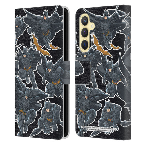 The Dark Knight Character Art Batman Sticker Collage Leather Book Wallet Case Cover For Samsung Galaxy S23 FE 5G