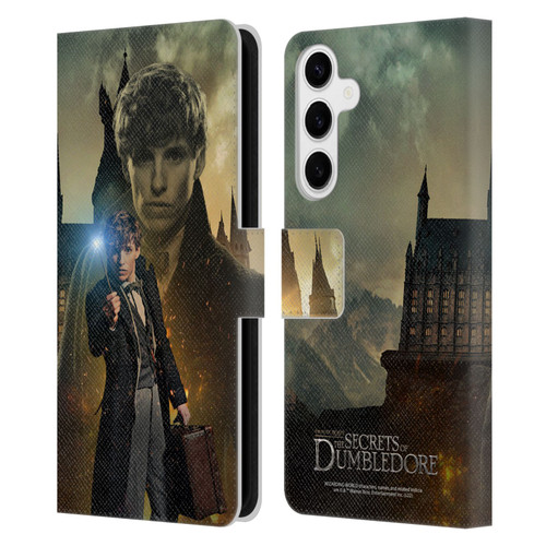 Fantastic Beasts: Secrets of Dumbledore Character Art Newt Scamander Leather Book Wallet Case Cover For Samsung Galaxy S24+ 5G