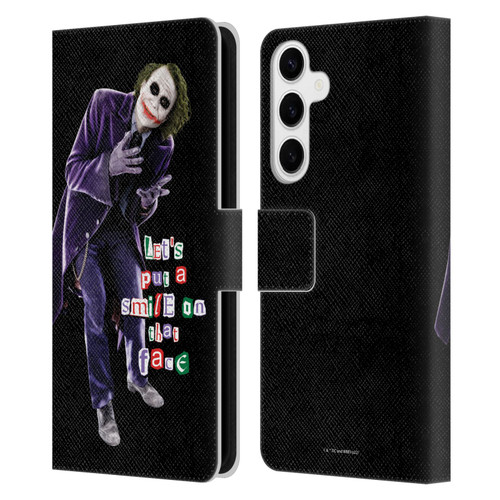The Dark Knight Graphics Joker Put A Smile Leather Book Wallet Case Cover For Samsung Galaxy S24+ 5G