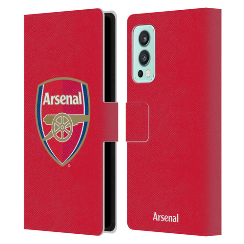 Arsenal FC Crest 2 Full Colour Red Leather Book Wallet Case Cover For OnePlus Nord 2 5G