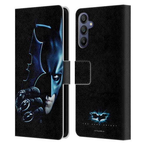 The Dark Knight Key Art Batman Batarang Leather Book Wallet Case Cover For Samsung Galaxy A15