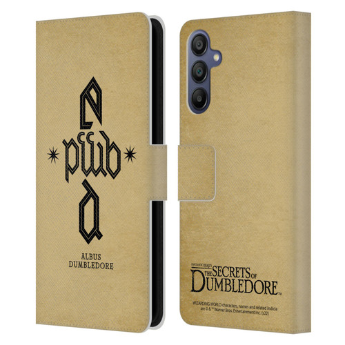 Fantastic Beasts: Secrets of Dumbledore Graphics Dumbledore's Monogram Leather Book Wallet Case Cover For Samsung Galaxy A15
