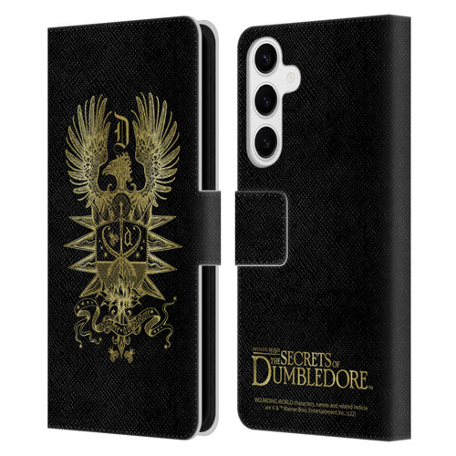 Fantastic Beasts: Secrets of Dumbledore Graphics Dumbledore's Crest Leather Book Wallet Case Cover For Samsung Galaxy S24+ 5G