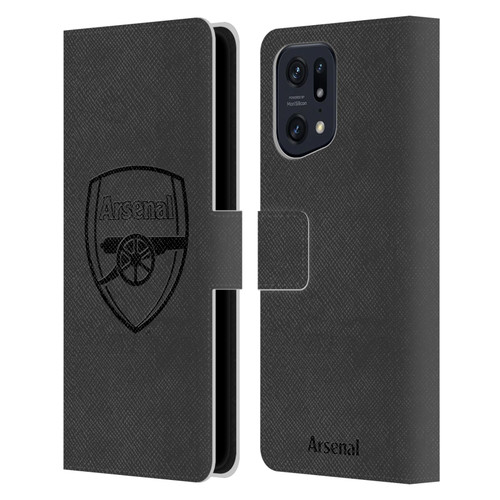 Arsenal FC Crest 2 Black Logo Leather Book Wallet Case Cover For OPPO Find X5