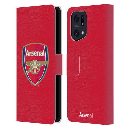 Arsenal FC Crest 2 Full Colour Red Leather Book Wallet Case Cover For OPPO Find X5