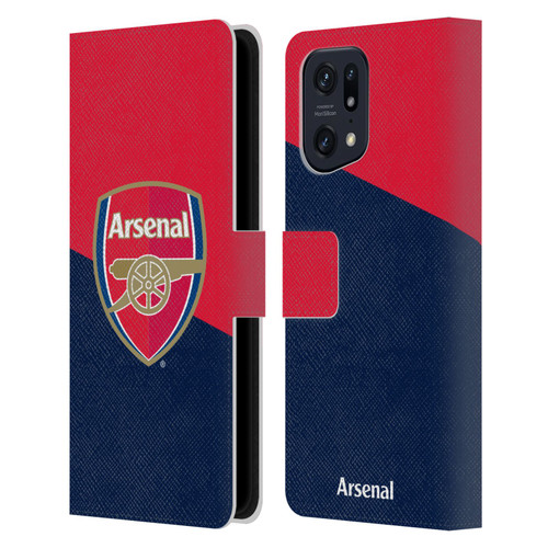 Arsenal FC Crest 2 Red & Blue Logo Leather Book Wallet Case Cover For OPPO Find X5