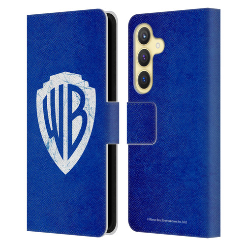 Warner Bros. Shield Logo Distressed Leather Book Wallet Case Cover For Samsung Galaxy S24 5G