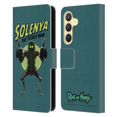 Rick And Morty Season 3 Character Art Pickle Rick Leather Book Wallet Case Cover For Samsung Galaxy S24 5G