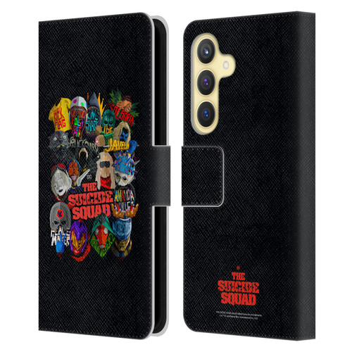 The Suicide Squad 2021 Character Poster Group Head Leather Book Wallet Case Cover For Samsung Galaxy S24 5G
