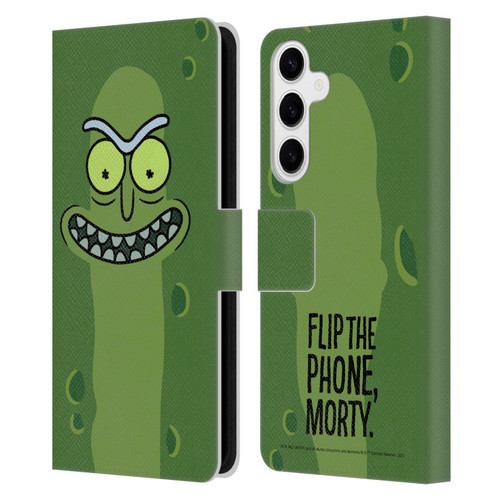 Rick And Morty Season 3 Graphics Pickle Rick Leather Book Wallet Case Cover For Samsung Galaxy S24+ 5G