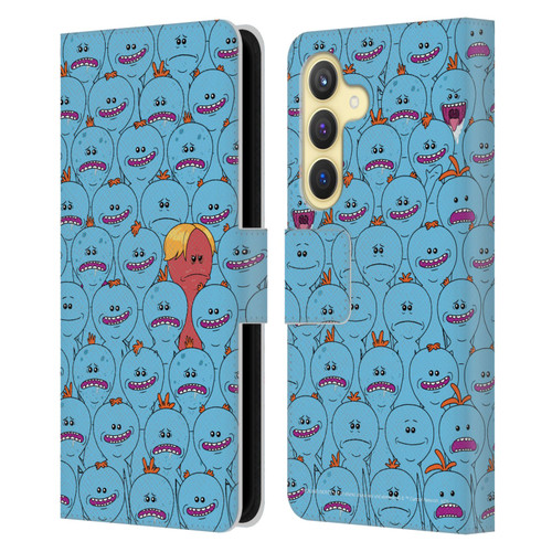 Rick And Morty Season 4 Graphics Mr. Meeseeks Pattern Leather Book Wallet Case Cover For Samsung Galaxy S24 5G