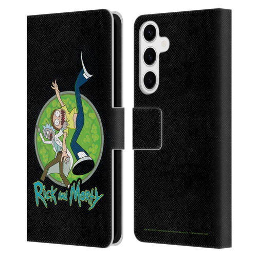 Rick And Morty Season 4 Graphics Character Art Leather Book Wallet Case Cover For Samsung Galaxy S24+ 5G