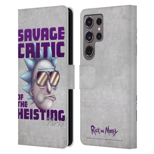 Rick And Morty Season 4 Graphics Savage Critic Leather Book Wallet Case Cover For Samsung Galaxy S24 Ultra 5G