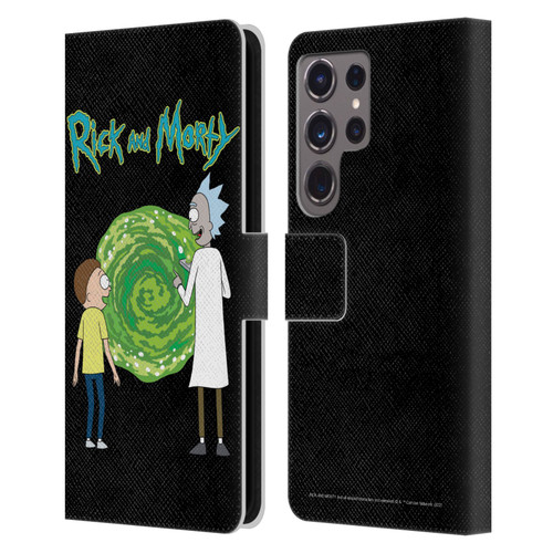 Rick And Morty Season 5 Graphics Character Art Leather Book Wallet Case Cover For Samsung Galaxy S24 Ultra 5G