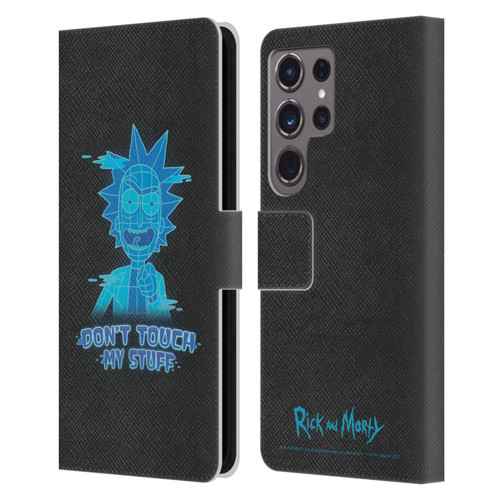 Rick And Morty Season 5 Graphics Don't Touch My Stuff Leather Book Wallet Case Cover For Samsung Galaxy S24 Ultra 5G