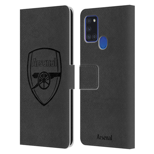 Arsenal FC Crest 2 Black Logo Leather Book Wallet Case Cover For Samsung Galaxy A21s (2020)