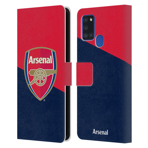 Arsenal FC Crest 2 Red & Blue Logo Leather Book Wallet Case Cover For Samsung Galaxy A21s (2020)