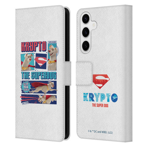 DC League Of Super Pets Graphics Krypto The Superdog Leather Book Wallet Case Cover For Samsung Galaxy S24+ 5G