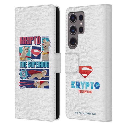 DC League Of Super Pets Graphics Krypto The Superdog Leather Book Wallet Case Cover For Samsung Galaxy S24 Ultra 5G