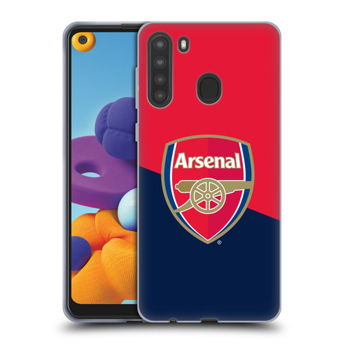 Arsenal FC Crest 2 Red & Blue Logo Soft Gel Case for Samsung Galaxy A21 (2020)