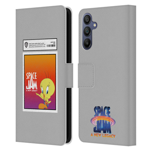 Space Jam: A New Legacy Graphics Tweety Bird Card Leather Book Wallet Case Cover For Samsung Galaxy A15