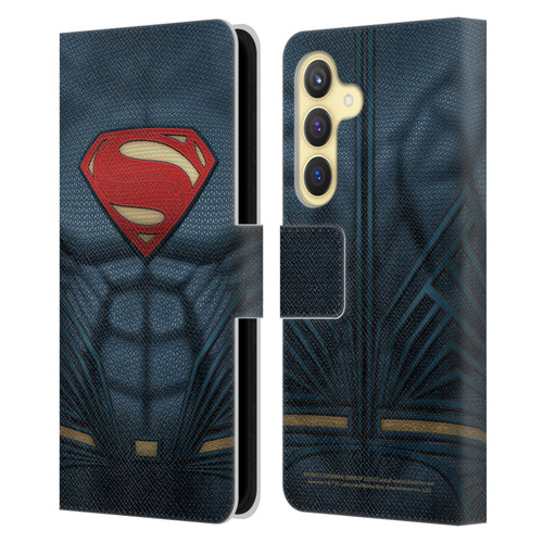 Batman V Superman: Dawn of Justice Graphics Superman Costume Leather Book Wallet Case Cover For Samsung Galaxy S24 5G