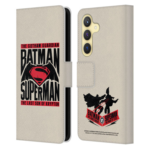 Batman V Superman: Dawn of Justice Graphics Typography Leather Book Wallet Case Cover For Samsung Galaxy S24 5G