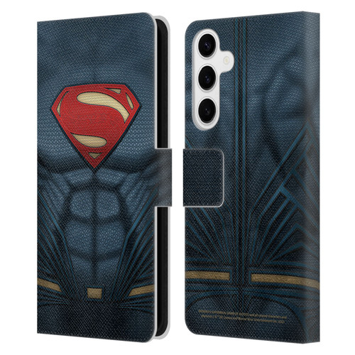 Batman V Superman: Dawn of Justice Graphics Superman Costume Leather Book Wallet Case Cover For Samsung Galaxy S24+ 5G
