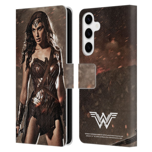 Batman V Superman: Dawn of Justice Graphics Wonder Woman Leather Book Wallet Case Cover For Samsung Galaxy S24+ 5G