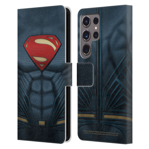 Batman V Superman: Dawn of Justice Graphics Superman Costume Leather Book Wallet Case Cover For Samsung Galaxy S24 Ultra 5G