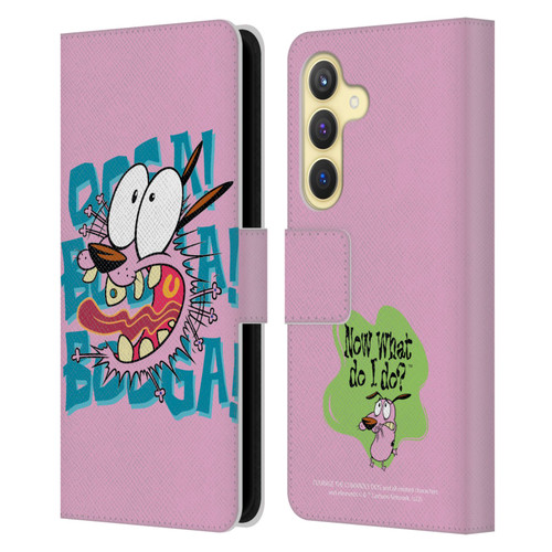 Courage The Cowardly Dog Graphics Spooked Leather Book Wallet Case Cover For Samsung Galaxy S24 5G